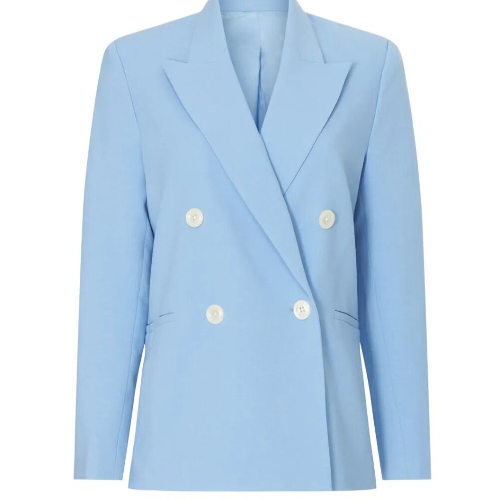 Black Halo Light Blue Blue Hugo Blazer with White Buttons